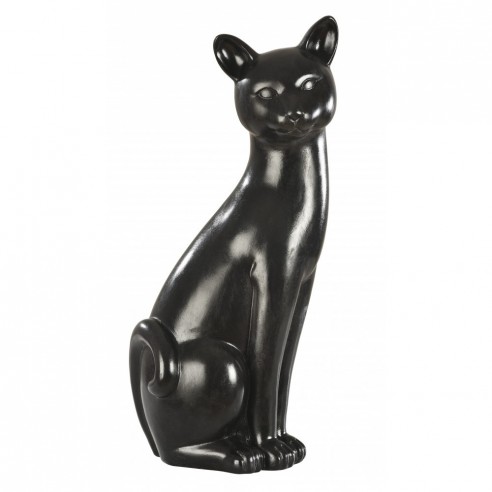Chat déco H58 cm au choix Noir ou Ivoire