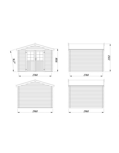 WHITE WOOD - Abri de jardin Valence II 7.3 m² - 28 mm