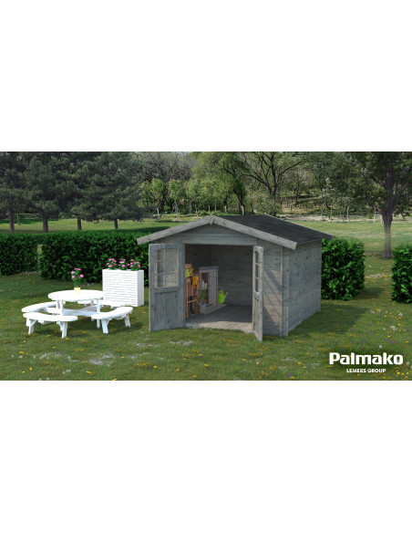 Achat Abri de jardin Lotta 7.6 m² en bois massif 28 mm - Gris vintage - Palmako