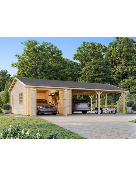 PALMAKO - Garage Roger 19 + 33.2 m² - Porte bois - 44 mm