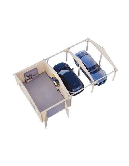 PALMAKO - Garage Roger 19 + 33.2 m² - Porte bois - 44 mm