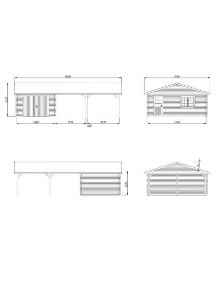 PALMAKO - Garage Roger 19 + 33.2 m² - Porte bois - 44 mm