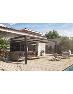 COULEURS DU MONDE - Pergola adossée bioclimatique CHARLOTTE - 3.5 x 5 mètres
