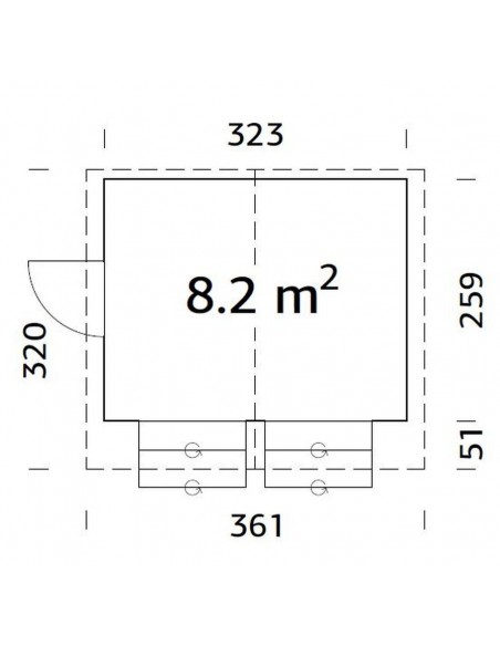 Abri de jardin Stella 8.3 m² style buvette en bois massif 16 mm