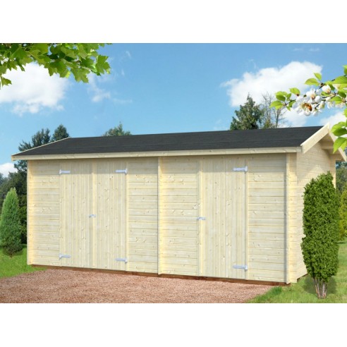 Abri de rangement Jari 9.4 m² avec deux compartiments et plancher en bois massif 28 mm