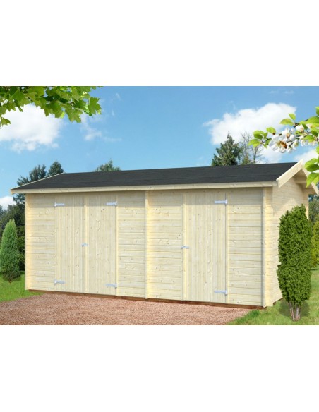 Abri de rangement Jari 9.4 m² avec deux compartiments et plancher en bois massif 28 mm