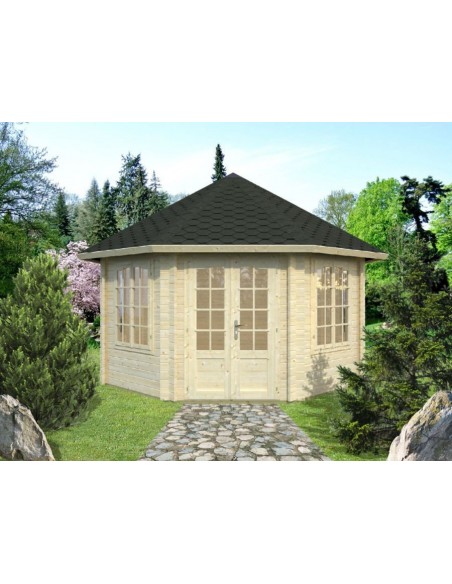 Tonnelle de jardin Hanna 14.1 m² avec plancher en bois massif 44 mm