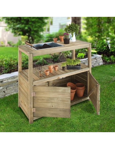 Table de préparation pour jardiner en bois traité