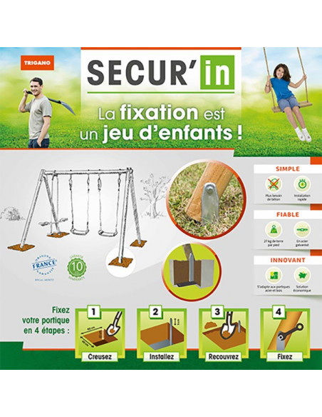 Kit de 4 scellements Secur'in pour balançoire bois, métal et tour de jeux