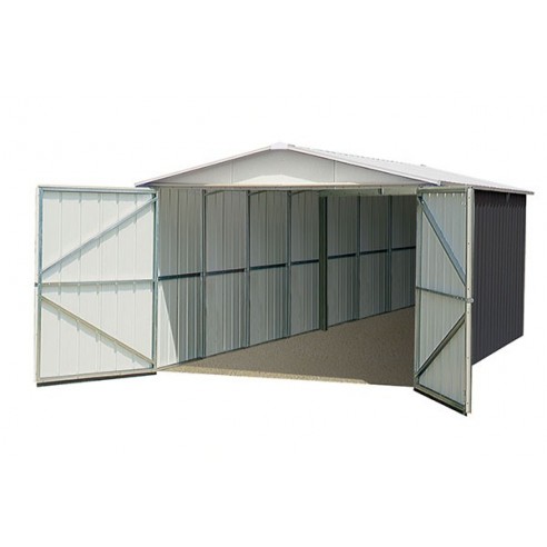 Garage métal anthracite 19 m² acier galvanisé - Trigano Jardin