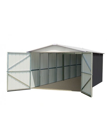 Garage métal anthracite 19 m² acier galvanisé - Trigano Jardin