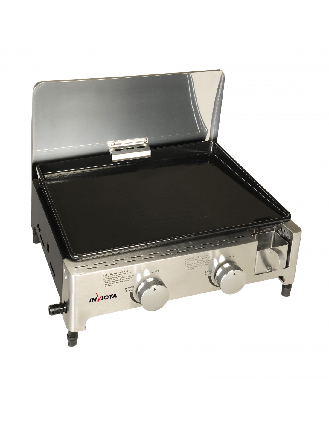 Plancha à gaz Lucia fonte émaillée et inox Invicta.