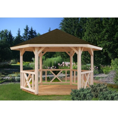 Tonnelle de jardin Betty 9.9 m² en bois massif lamellé-collé