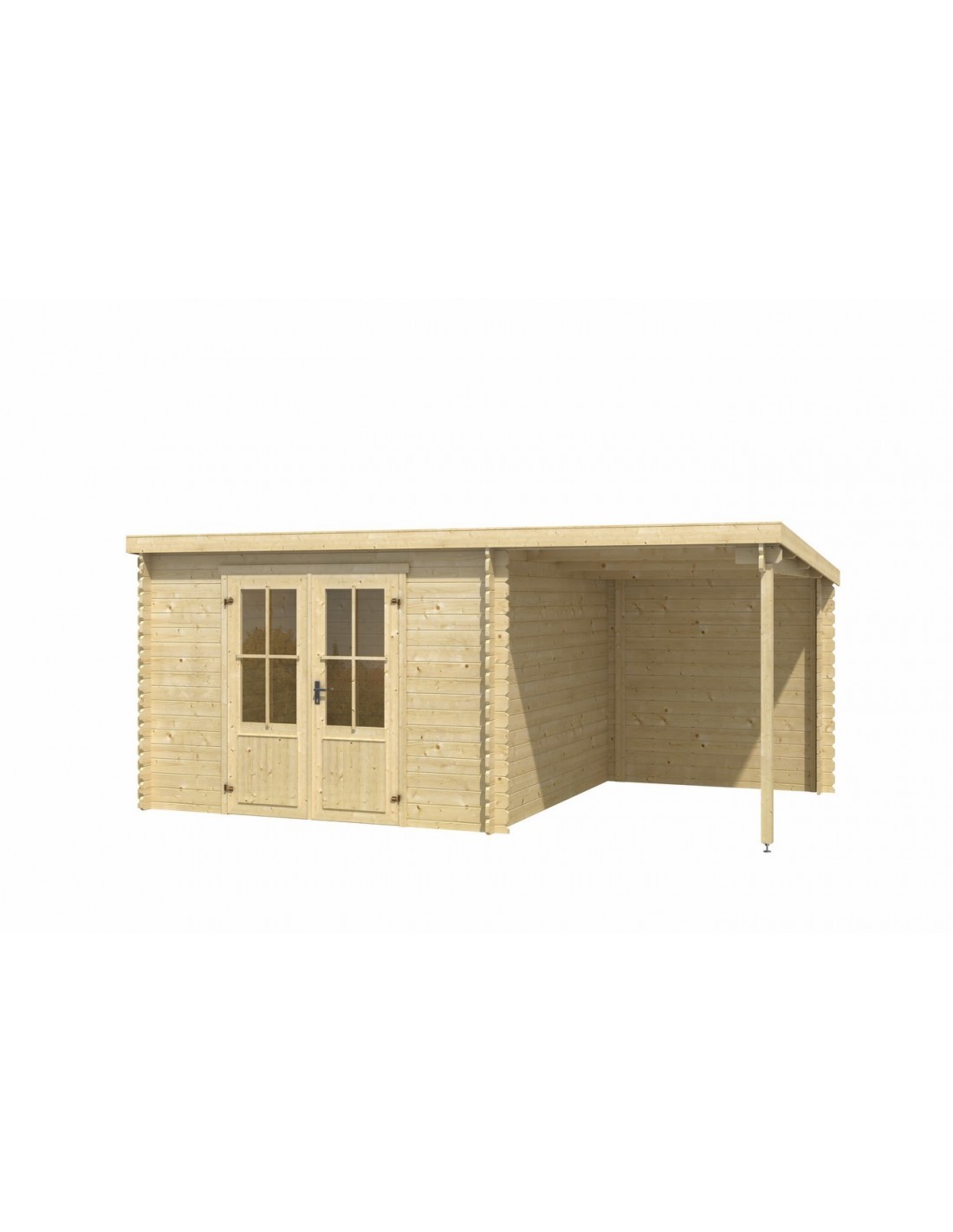 Abri de jardin Tampa 14 m² avec auvent - Bois massif 28 mm Abri de jardin Tampa 14 m² avec auvent - Bois massif 28 mm