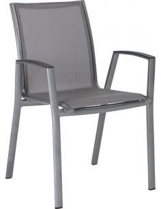 Fauteuil de jardin Ron - Aluminium et Assise textilène gris argent Stern