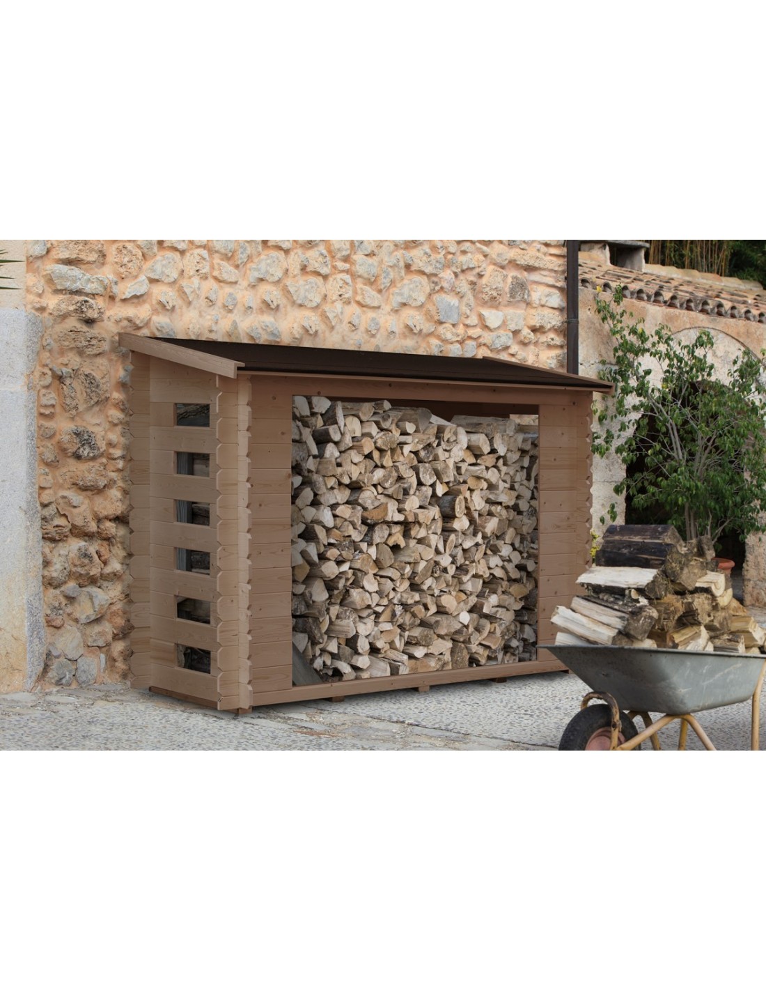 Abri bûches en bois massif 19 mm de 3.5 stères - SERRES-ET-ABRIS.