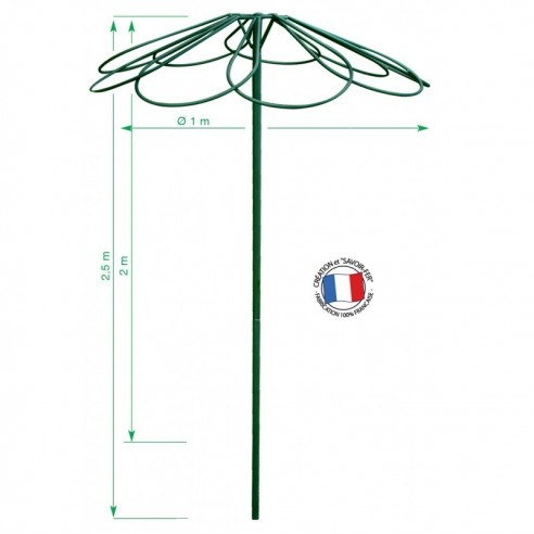 Tuteur parapluie 9 pétales vert sapin ou fer vieilli