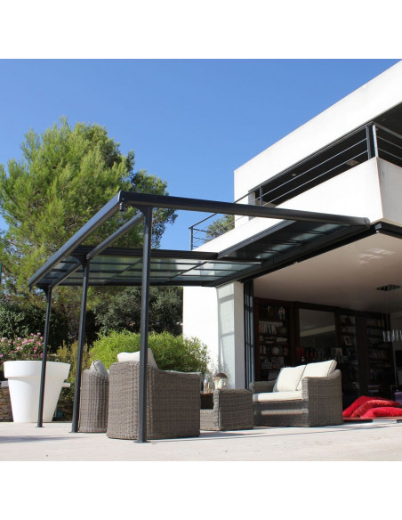 Pergola adossée Azura en aluminium 3,5 x 4 m.