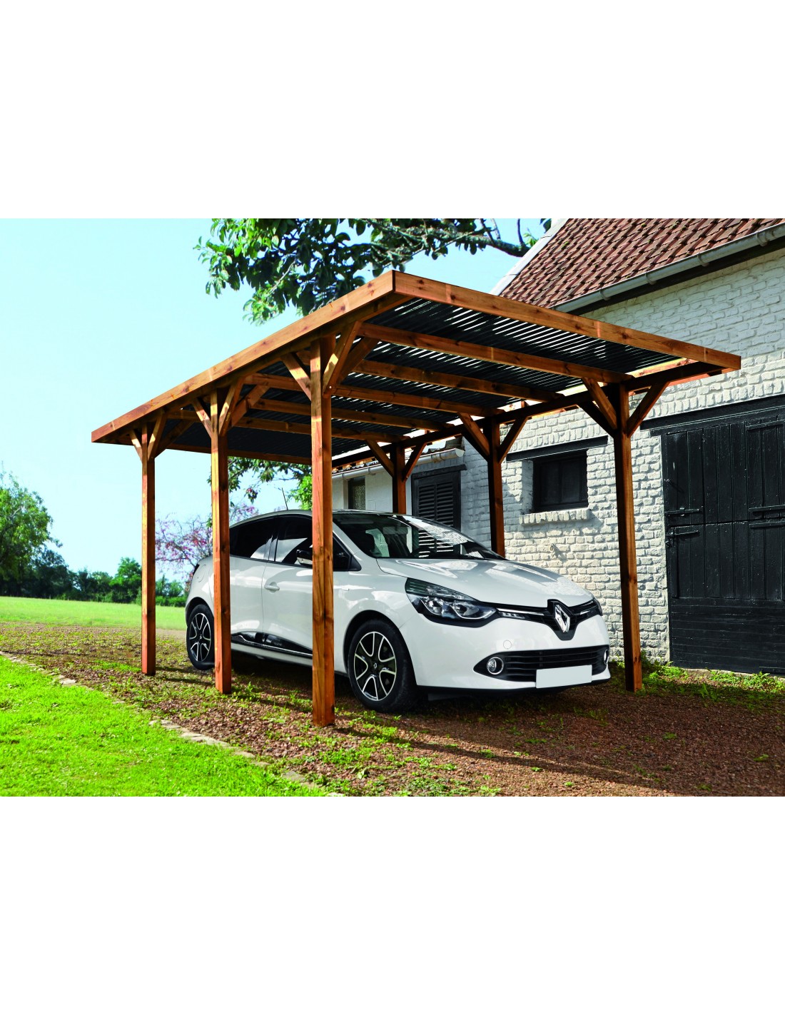 Carport Enzo 15 7 M Traite Autoclave Teinte Marron Serres Et Abris