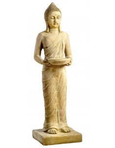 Statue Bouddha debout H.101 cm patinée vieillie