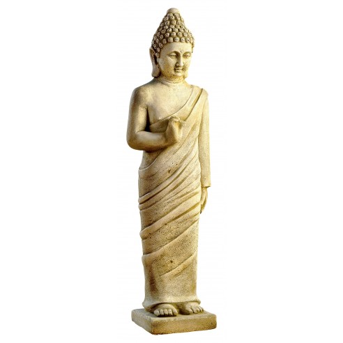 Statue Bouddha debout H.84 cm patinée vieillie Grandon
