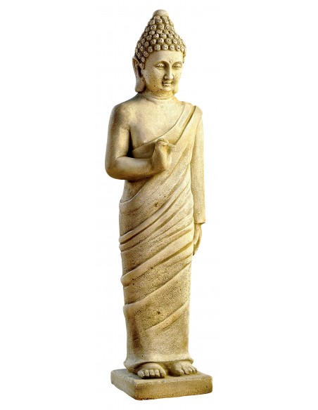 Statue Bouddha debout H.84 cm patinée vieillie Grandon