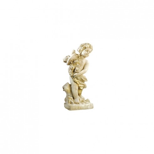 Statue enfant aux roses H.65 cm en pierre reconstituée