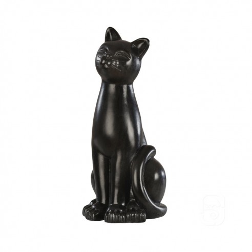 Chat déco H.42 cm noir ou ivoire - SERRES-ET-ABRIS.