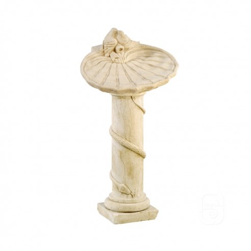 Bain d'oiseaux sur colonne H.81 cm patiné vieilli