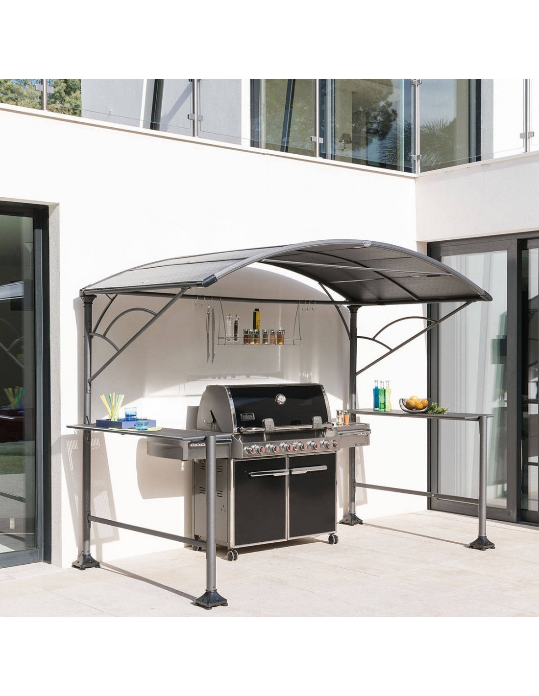  Abri Barbecue  plancha Neiba 2 96 x1 5 m Acier graphite 