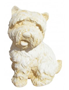 Chien westie H.26 cm patiné vieilli