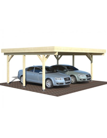 Carport Karl 30 m² avec poteaux 12x12 lamellé-collé