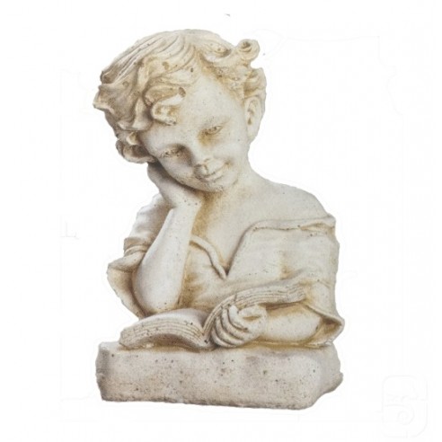Statue fillette au livre H.24 cm patinée vieillie