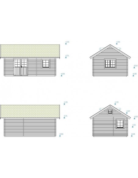 Résidence de loisirs Sandra 22.8+7.9 m² en bois massif 44 mm