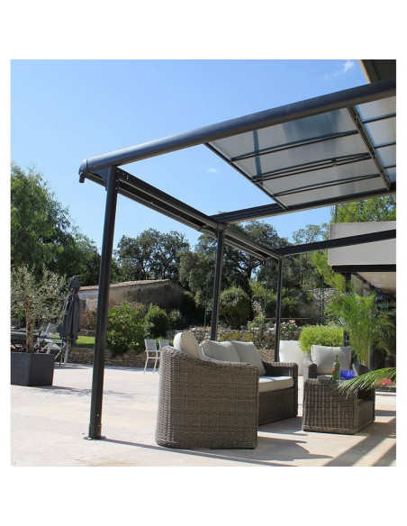 Pergola adossée Azura en aluminium 3,5 x 4 m.