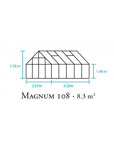 Serre Magnum HALLS 8.2 m² en verre trempé 3 mm
