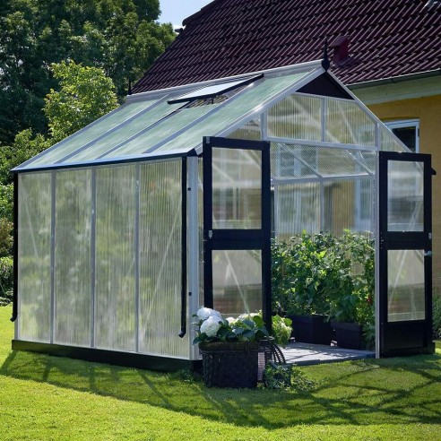 Serre Premium JULIANA+polycarbonate 10mm - Naturel ou anthracite de 8.8 à 13 m²