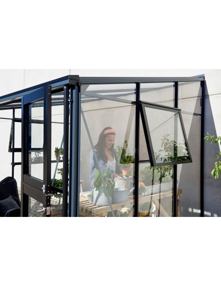 Serre de jardin véranda murale en verre trempé+embase - Coloris au choix 6.6 m²