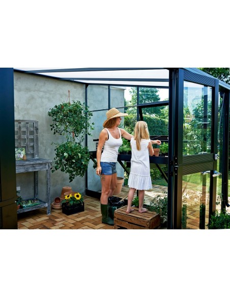 Serre de jardin véranda murale en verre trempé+embase - Coloris au choix 12.9 m²