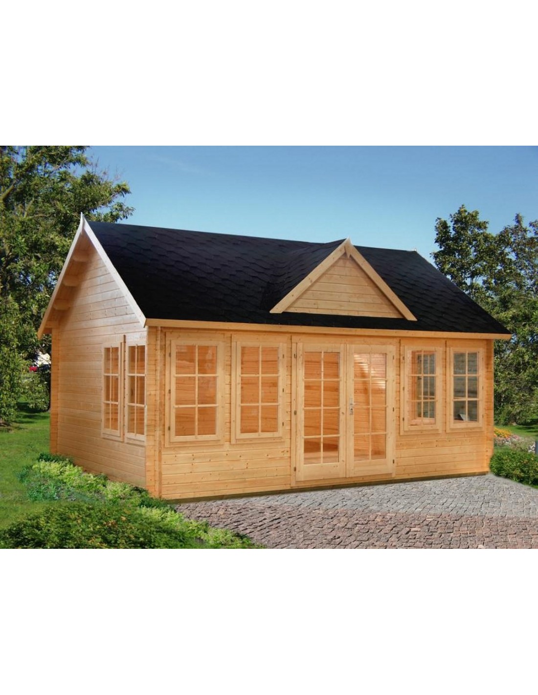 Abri de jardin 15m2 en bois 44mm - avec rangement