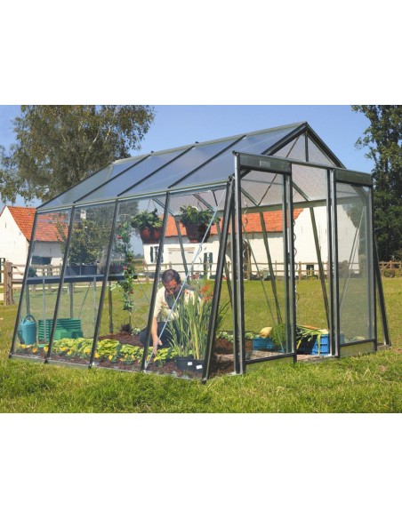 Serre de jardin S104H 9.1 m² en aluminium verre trempé sécurit - ACD