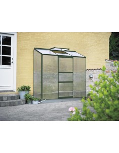 Serre adossée Altan 3 laquée verte en polycarbonate 4 mm 1.3 m²