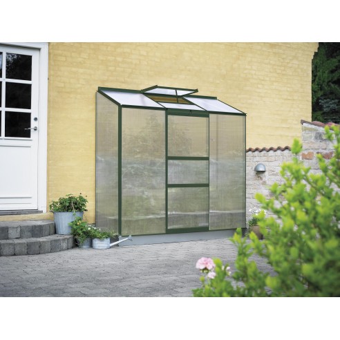 Serre adossée Altan 3 laquée verte en polycarbonate 4 mm 1.3 m²