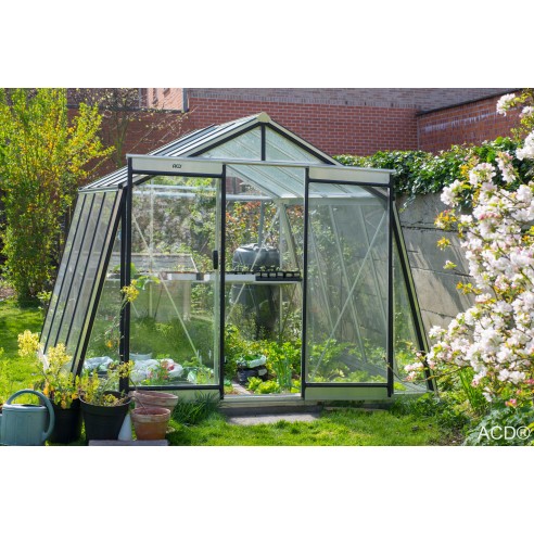 Serre de jardin S104H 9.1 m² en aluminium verre trempé sécurit - ACD