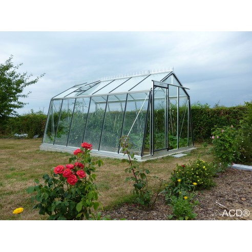 Serre de jardin S106H 13.62 m² en aluminium verre trempé sécurit