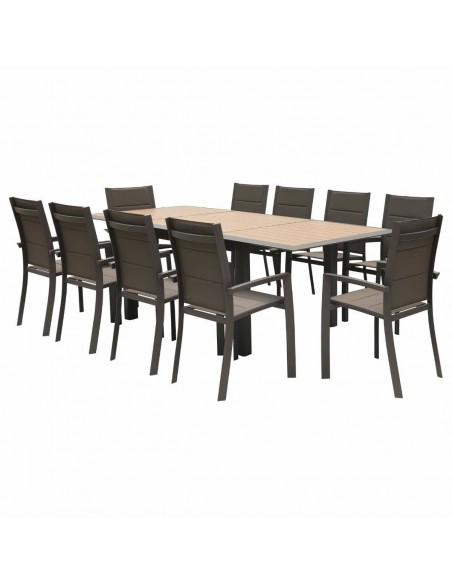 Table extensible Allure 160/254 cm - Aluminium effet bois - Hespéride