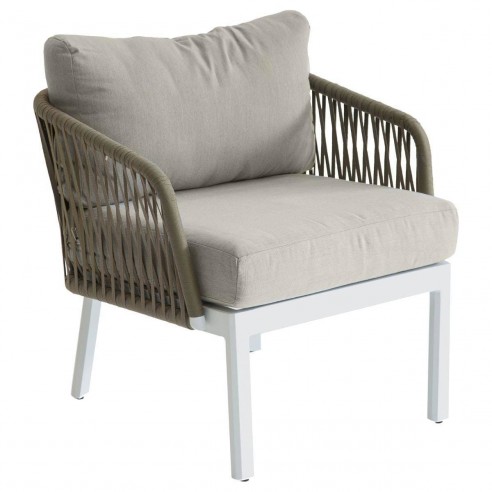 Fauteuil Bas Barcelone En Aluminium Blanc Et Maille Hesperide