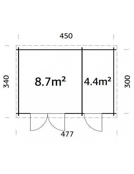 Abri de jardin Ella 13.5 m² en bois massif 28 mm