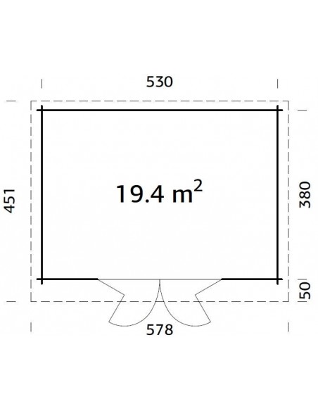 Abri de jardin Lea 19.4 m² - Bois massif 44 mm