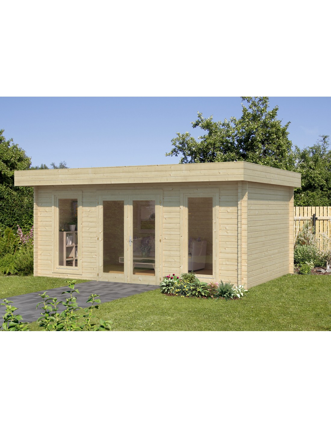 Abri de jardin 15m2 en bois 44mm - avec rangement